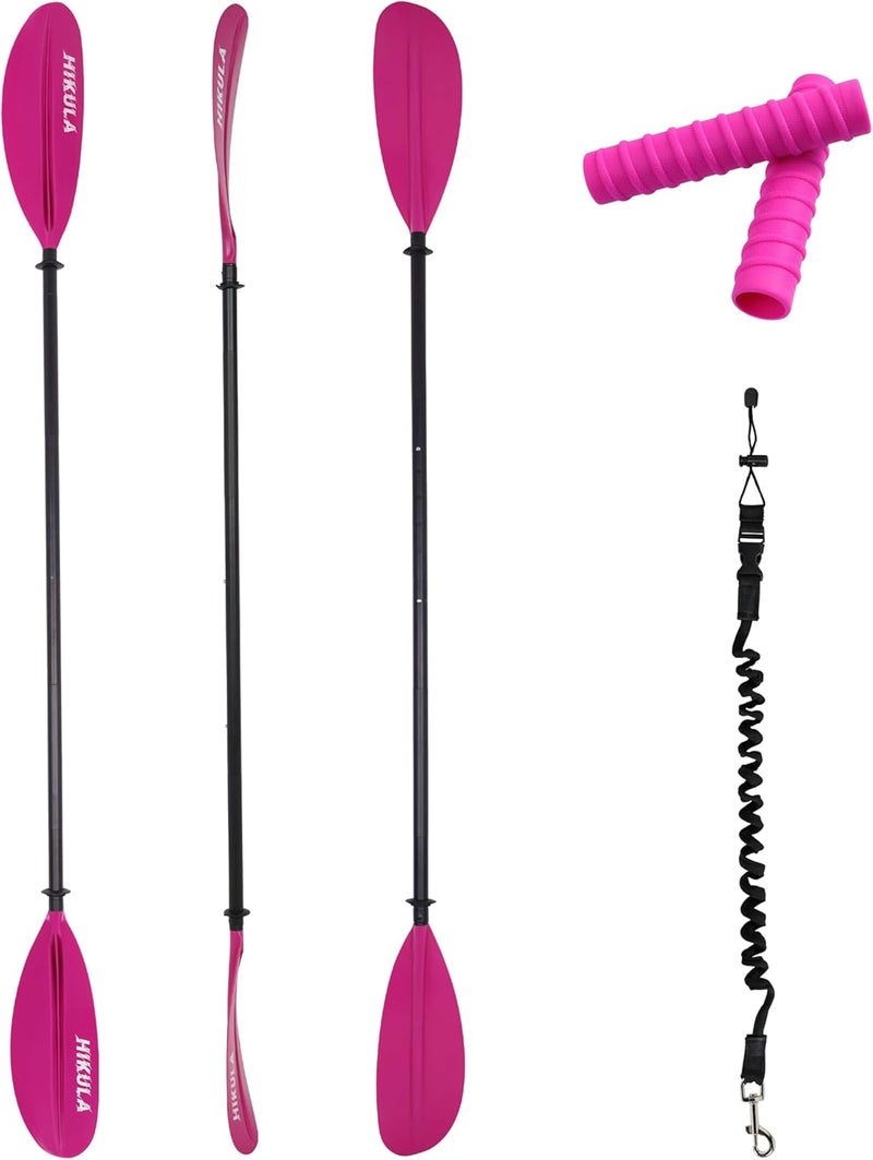 HIKULA Kayak Paddles Aluminum Shaft Paddle with Nylon Blades, Floating Adjustable Kayaking Oars, 3 Piece, 220-240cm/86-94 Inches,Black/Rose/Teal - Image 1